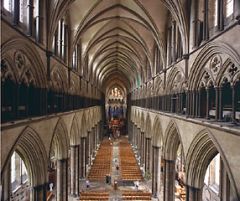 Gothic Art- English


Salisbury Cathedral


c. 1120-1258


 


- Focus on not looking up but down