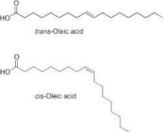 Describe cis fatty acids and trans fatty acid.