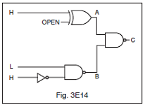 3-35E5

Given the input levels shown in Figure 3E14 and assuming positive logic devices, what would the output be?