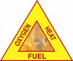 Fuel (combustible substance)
Oxygen (air)
Heat (spark, friction, match)